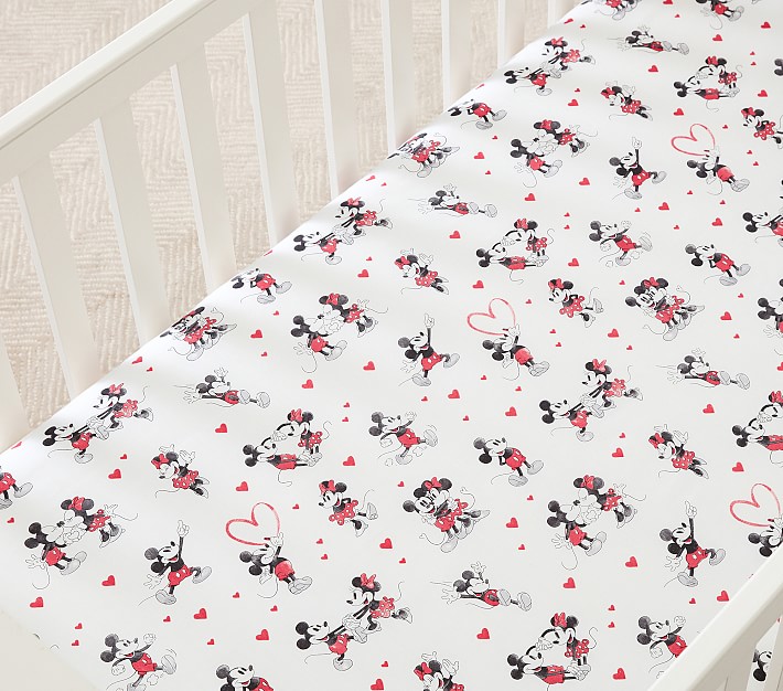 Disney Mickey Mouse Hearts Organic Crib Fitted Sheet