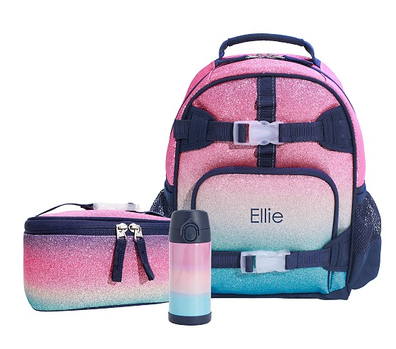 포터리반 가방 + 런치백 + 물통 세트 Potterybarn Mackenzie Rainbow Ombre Sparkle Glitter Backpack &amp; Lunch Bundle, Set Of 3
