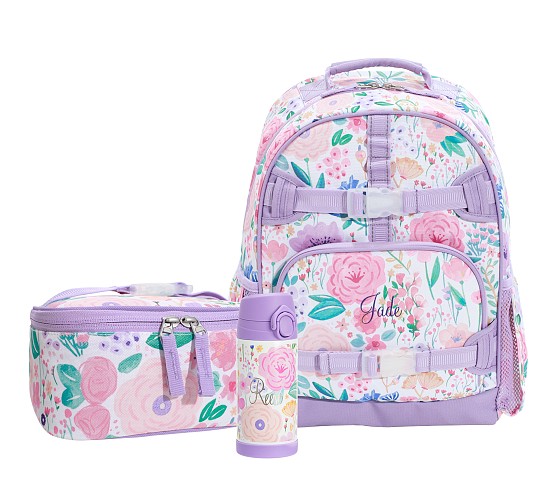 포터리반 가방 + 런치백 + 물통 세트 Potterybarn Mackenzie Lavender Floral Blooms Backpack &amp; Lunch Bundle, Set of 3