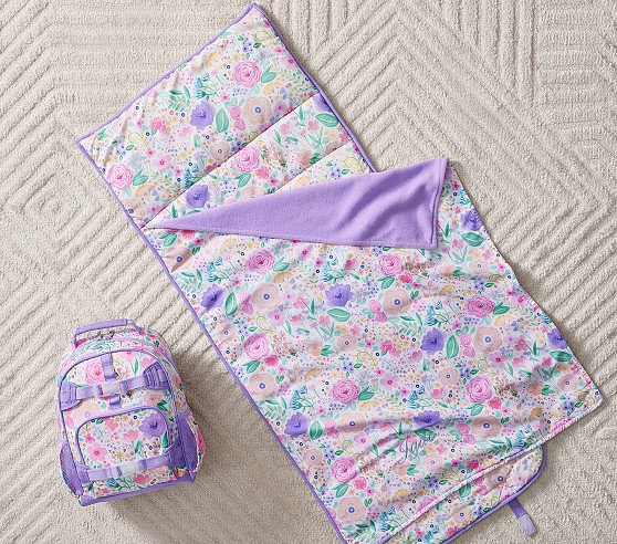 포터리반 가방 + 낮잠 이불 침낭 세트 Potterybarn Mackenzie Lavender Floral Blooms Backpack &amp; Nap Mat Bundle, Set of 2