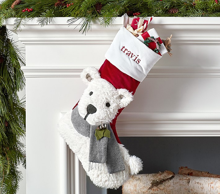 Polar Bear Luxe Velvet Stocking