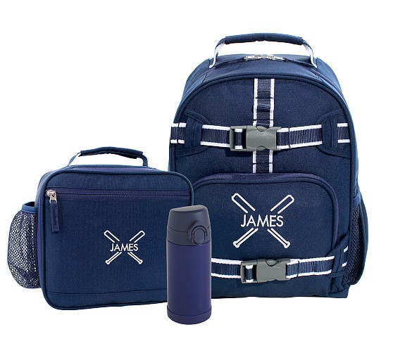 포터리반 가방 + 런치백 + 물통 세트 Potterybarn Mackenzie Solid Navy Backpack &amp; Lunch Bundle, Set of 3