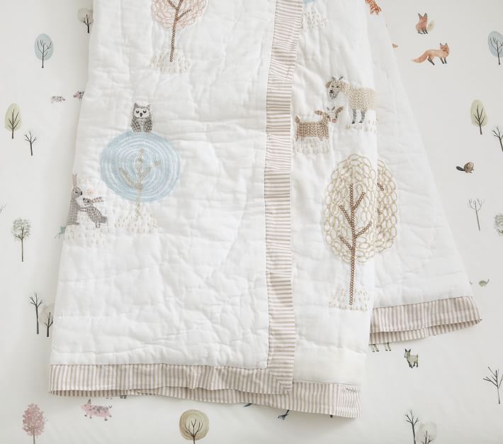 Quilt, Woodland Baby Quilt, Nursery Decor, Nature Outdoors, Blankets