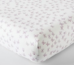 Watercolor Butterfly Organic Crib Fitted Sheet