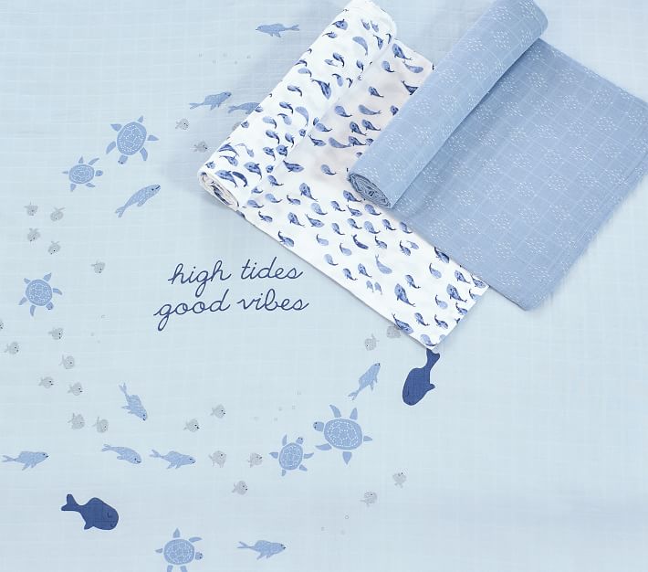 Jack Nautical Baby Swaddle Set Of 3 Pottery Barn Kids