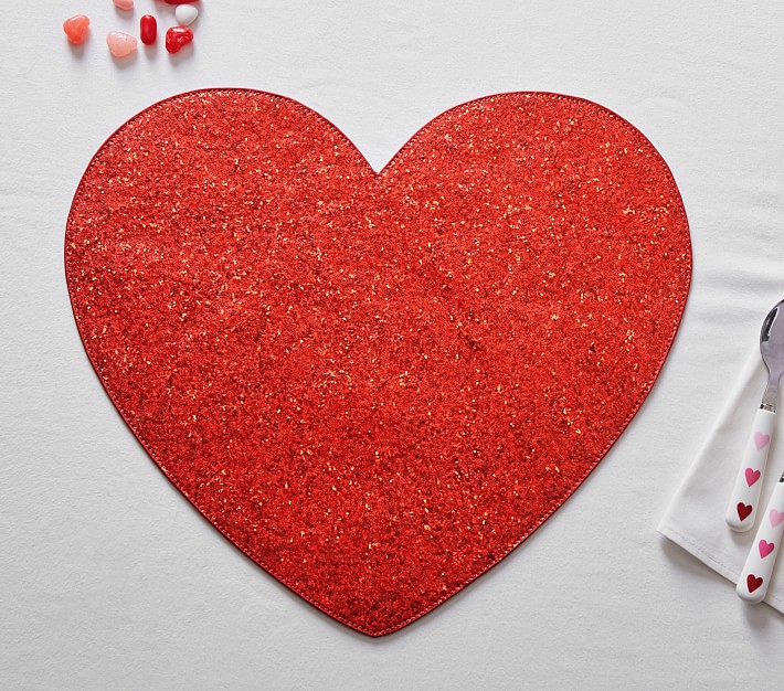 Valentine's Day Glitter Heart Placemat