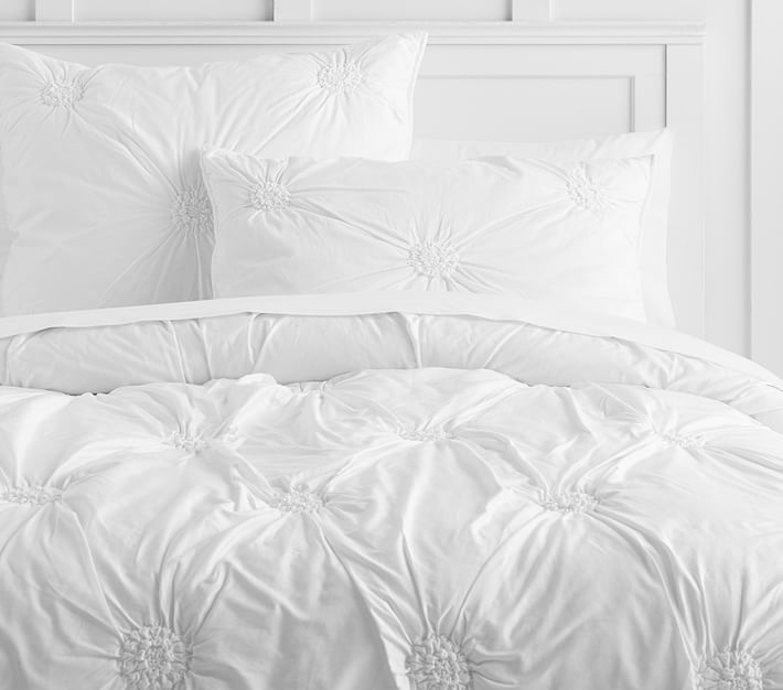 Organic Ruched Rosette Kids' Duvet Cover & Shams Pottery Barn Kids