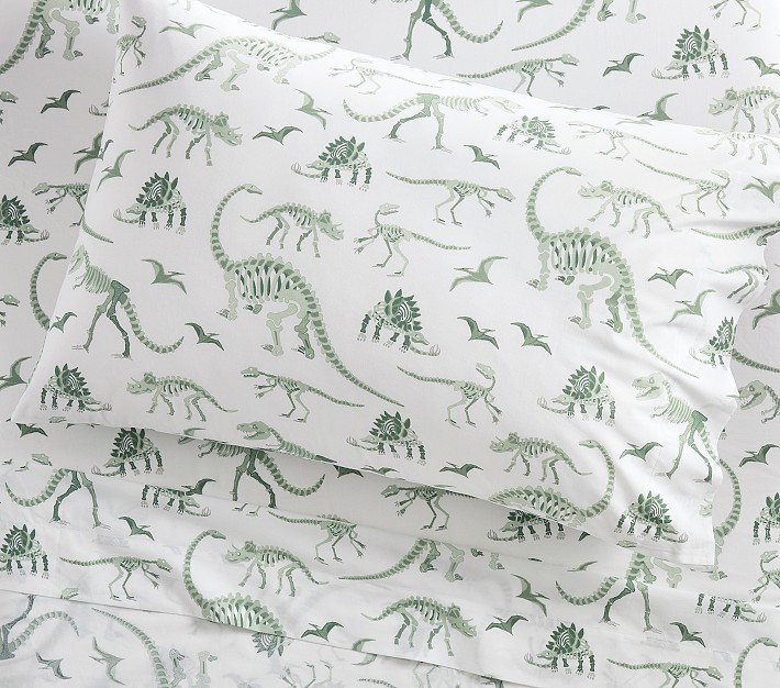 Dino Bones Glow-in-the-Dark Sheet Set &amp; Pillowcases