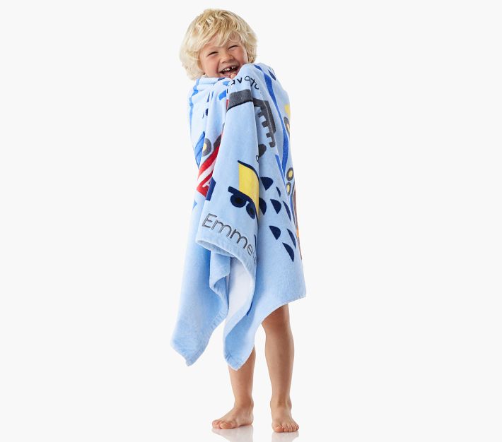 Busy Trucks Reversible Kid Beach Towel | Pottery Barn Kids