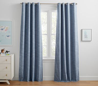 Evelyn Linen Grommet Blackout Curtain | Pottery Barn Kids