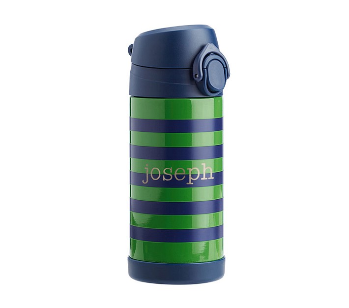 Fairfax Green/Navy Stripe Water Bottle