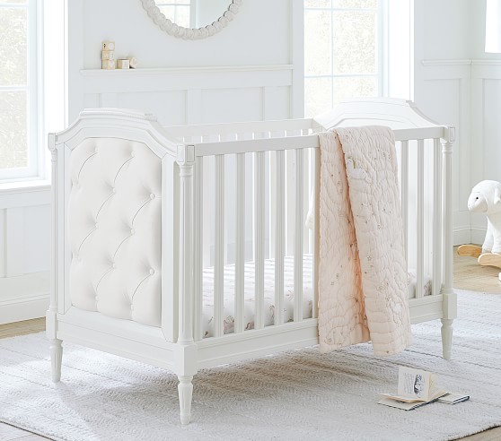 Upholstered cheap crib grey