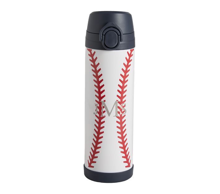 Baseball Watter Bottle, Personalized Sports Bottle with Straw