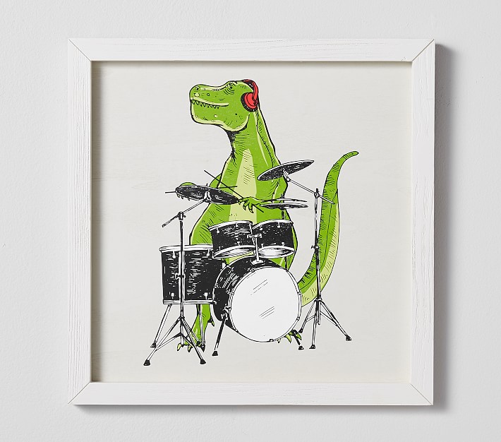 Rock 'N Roll Dino Framed Art