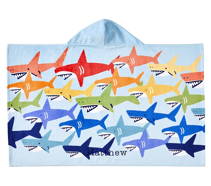 Rainbow Shark Kid Beach Hooded Towel