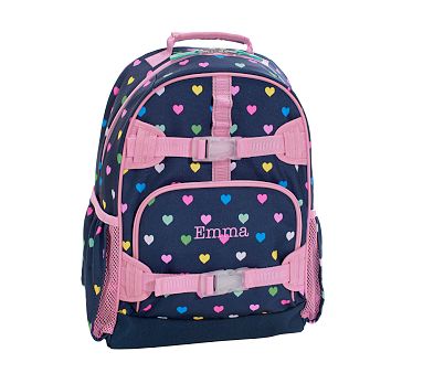 Mackenzie Navy Pink Multi Hearts Backpacks | Pottery Barn Kids