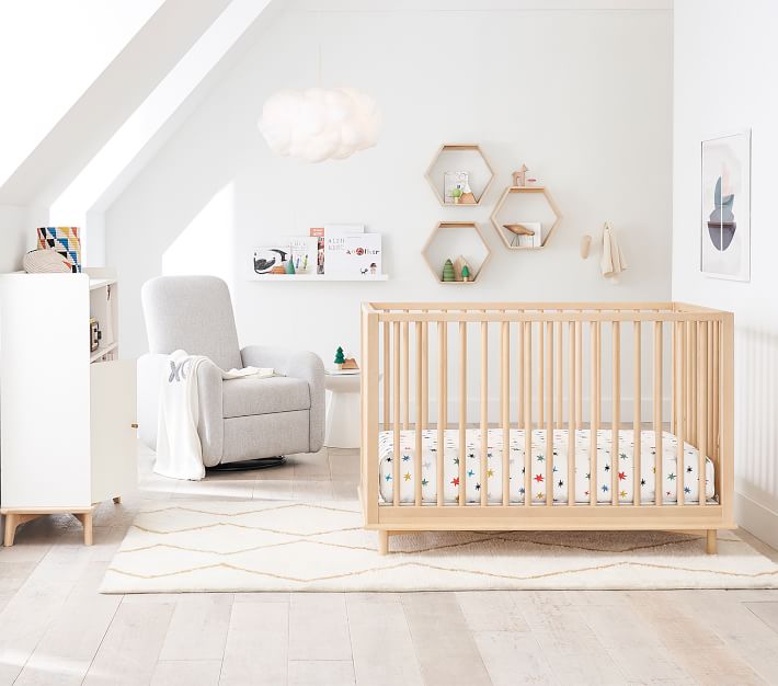 Hexagon Natural Wall Shelves, Modern Nursery Decor