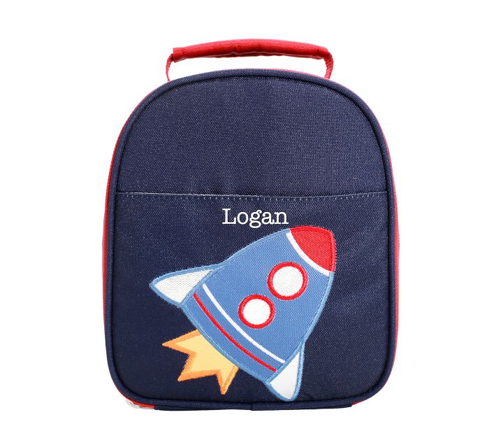 Lunch Box Outer Space Rocket Ships in Dark Navy Blue with Matching Sandwich Cutter (Outer Space)