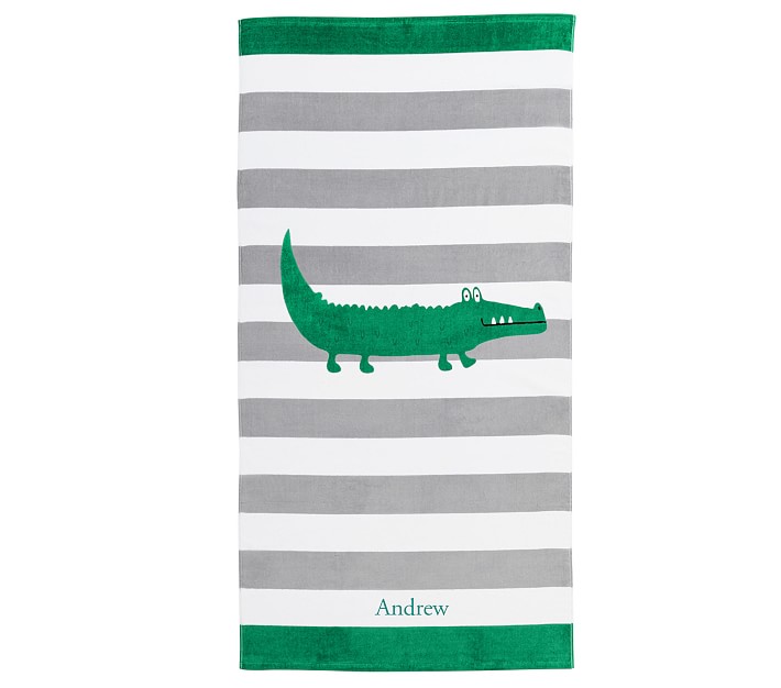 Alligator Gray Stripe Kid Beach Towel