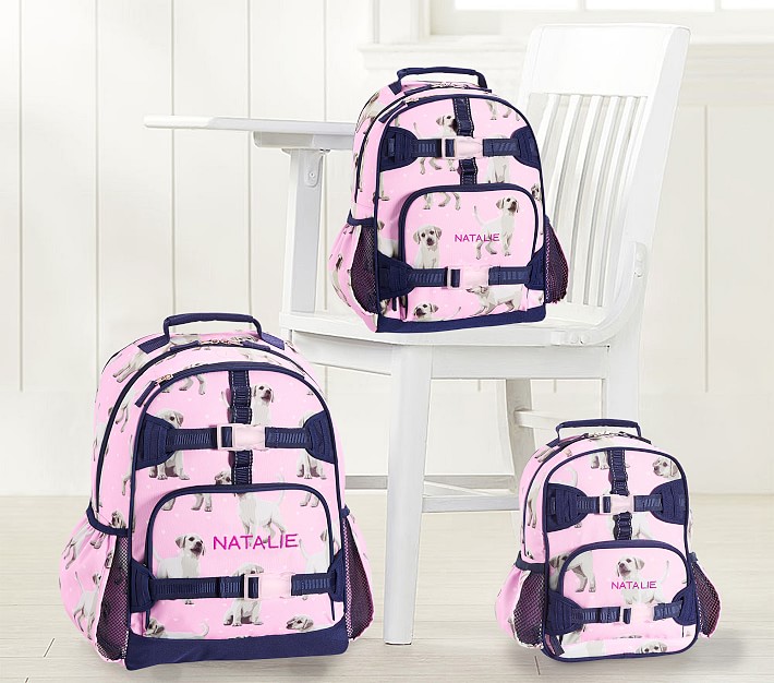 Mackenzie Pink & Navy Puppy Girls Backpack