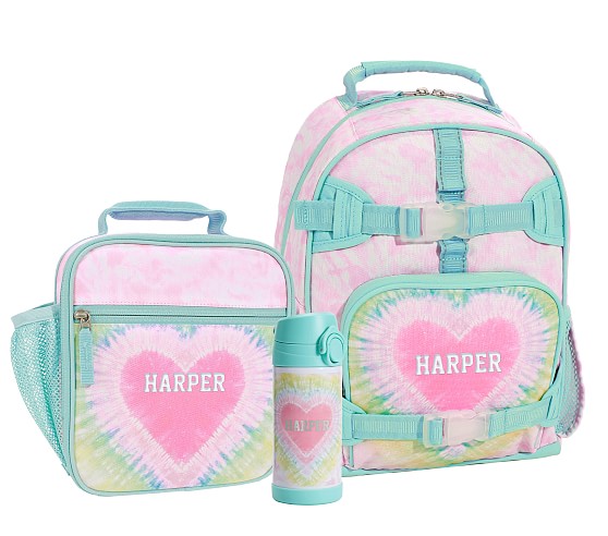 포터리반 가방 + 런치백 + 물통 세트 Potterybarn Mackenzie Pink Heart Tie-Dye Backpack &amp; Lunch Bundle, Set of 3
