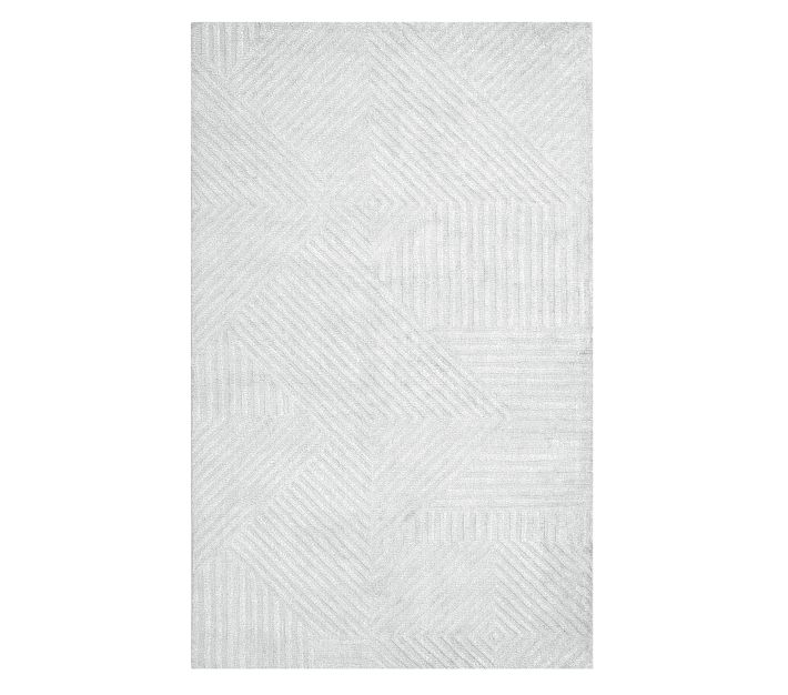 Etta Avenue Long Trellis Rectangular 100% Cotton Non-Slip Geometric Bath Rug Color: Silver