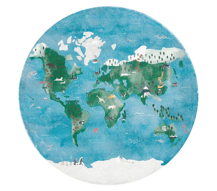 World Map Round Rug