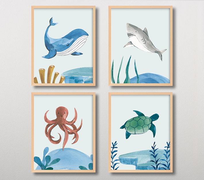 Minted® Ocean Friends Wall Art by Teju Reval Pottery Barn Kids