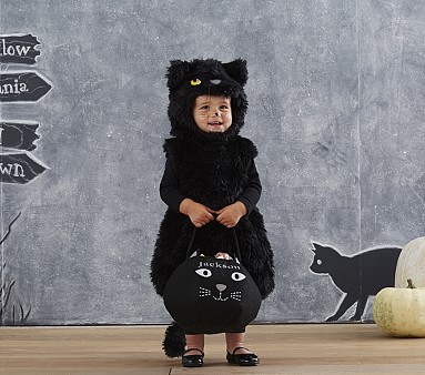 Kids Black Cat Felt Face Mask for Halloween Costume or Everyday Pretend Play