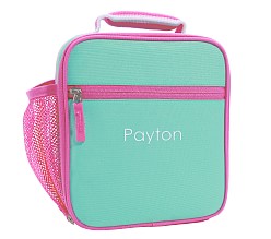 Mackenzie Solid Aqua With Pink Trim Lunch Boxes