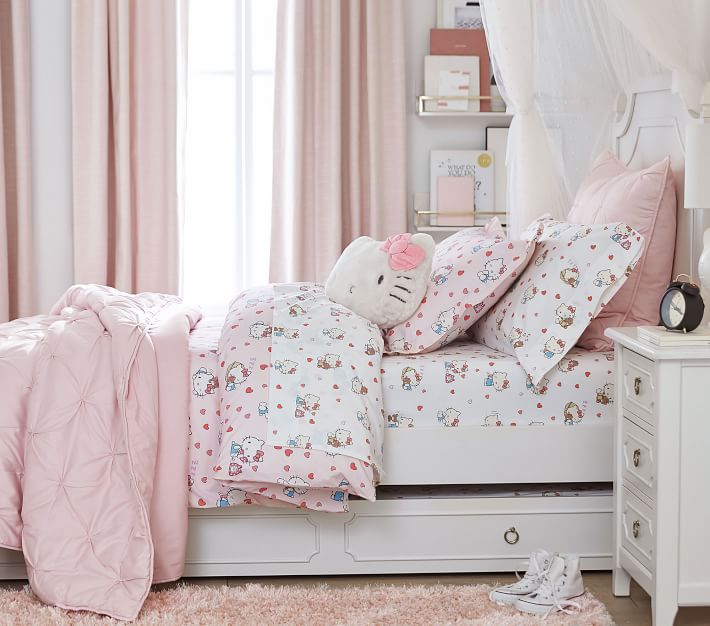 Hello Kitty® Organic Sheet Set & Pillowcases | Pottery Barn Kids