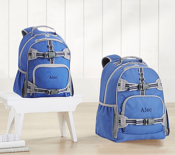 Mackenzie Blue Gray Trim Solid Backpacks