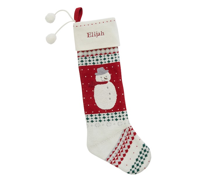 Snowman Heirloom Knit Christmas Stocking