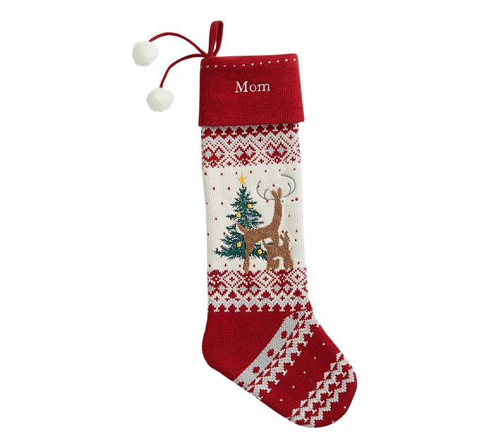 Reindeer Heirloom Knit Christmas Stocking