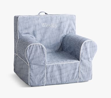 Anywhere Chair®, Chambray with White Piping Slipcover Only | Pottery ...