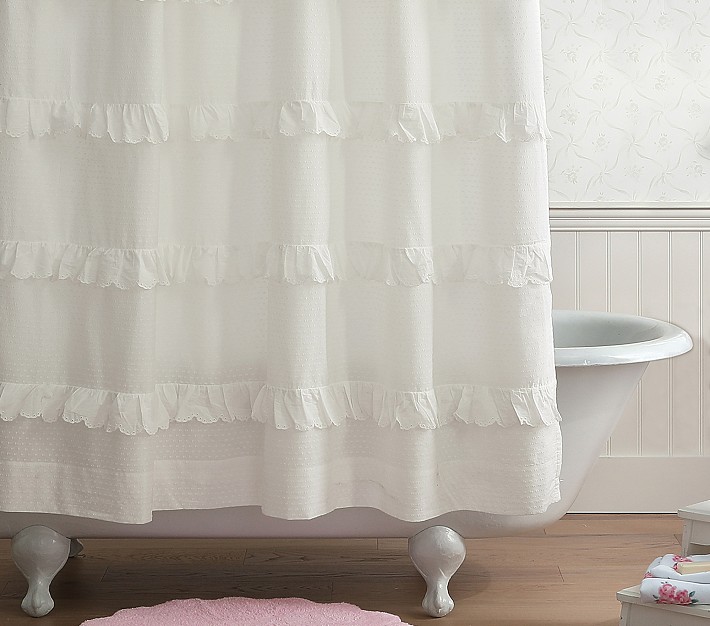 Ella Lace Ruffle Shower Curtain