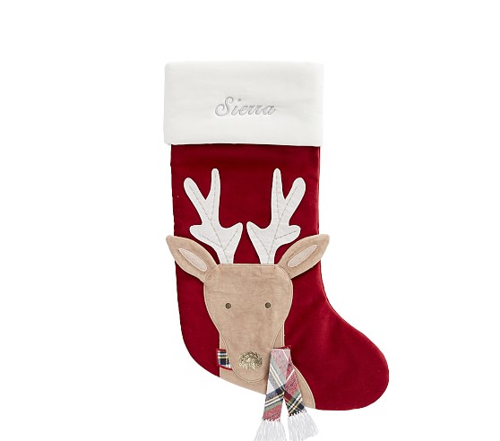 PB x pbk Reindeer Classic Velvet Christmas Stockings | Pottery Barn Kids