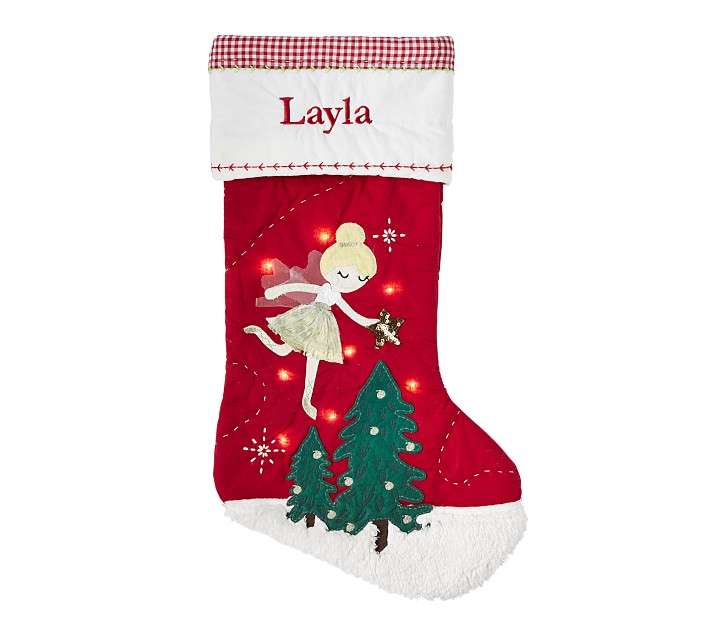 Holly the Fairy Light-Up Quilted Christmas Stocking
