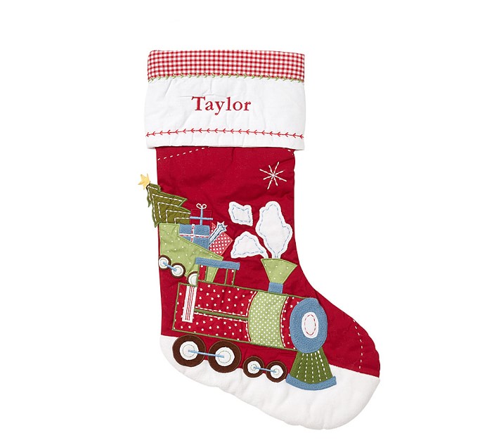 Train Quilted Christmas Stocking