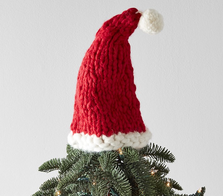 Knit Santa Hat Tree Topper