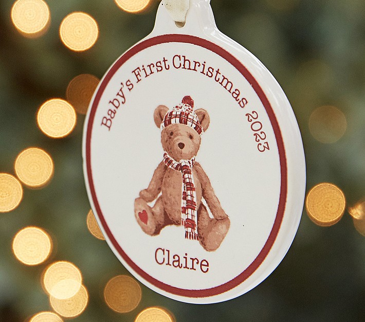 Baby's First Christmas Ceramic Teddy Bear Ornament