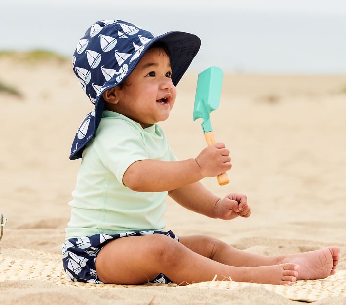 Sun Protection Zone Kids UPF 50+ Safari Sun Hat, Blue Sharks