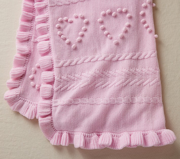 LoveShackFancy Textured Hearts Baby Blanket