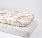 Anchors &amp; Eleanor Floral Organic Crib Sheet Bundle - Set of 2