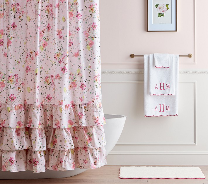 Monique Lhuillier Delphine Bath Set - Towels, Shower Curtain, Bath Mat