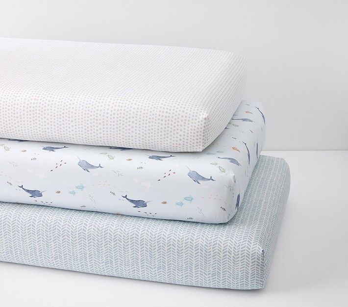 Narwhal Organic Crib Sheet Bundle Set of 3 Pottery Barn Kids