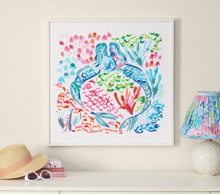 Lilly Pulitzer Embroidered Mermaid Art