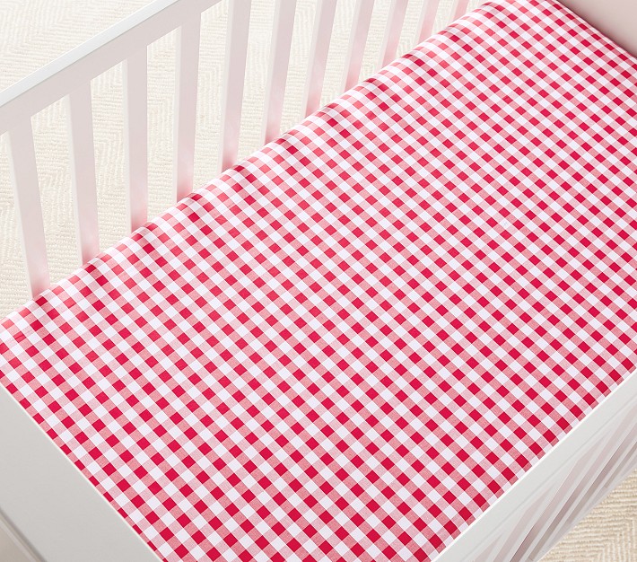 Holiday Check Organic Crib Fitted Sheet