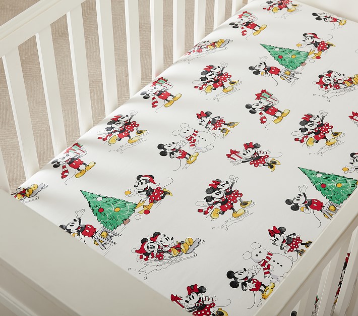 Disney Mickey Mouse Holiday Organic Crib Fitted Sheet