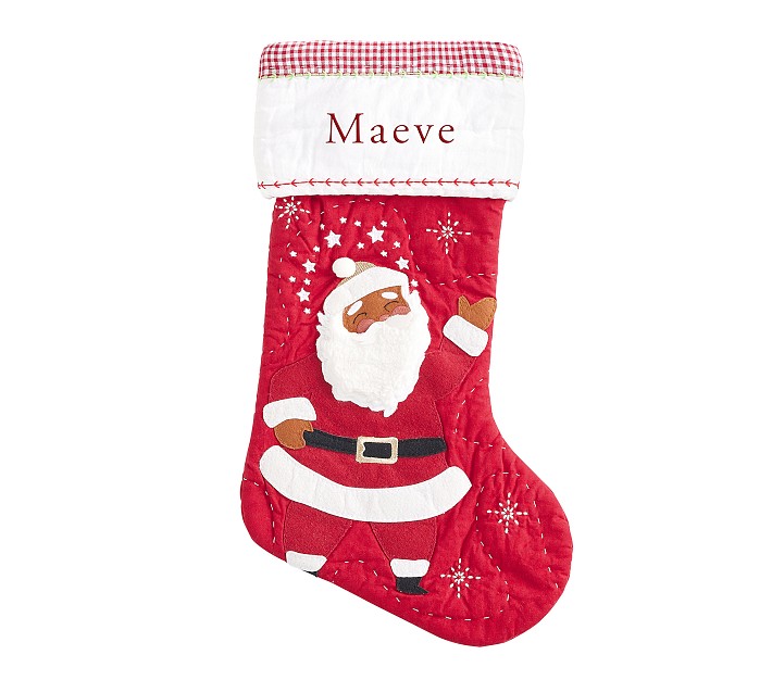 Singing Santa Light-Up Quilted Christmas Stocking